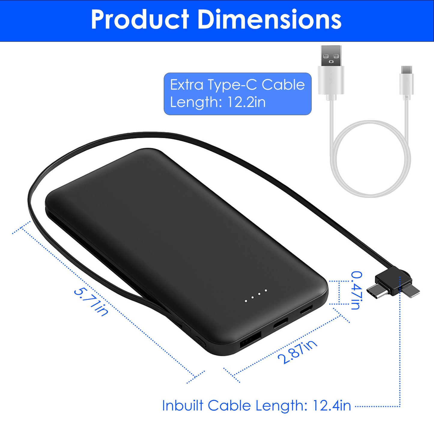 1Pc  Power Bank with Type C