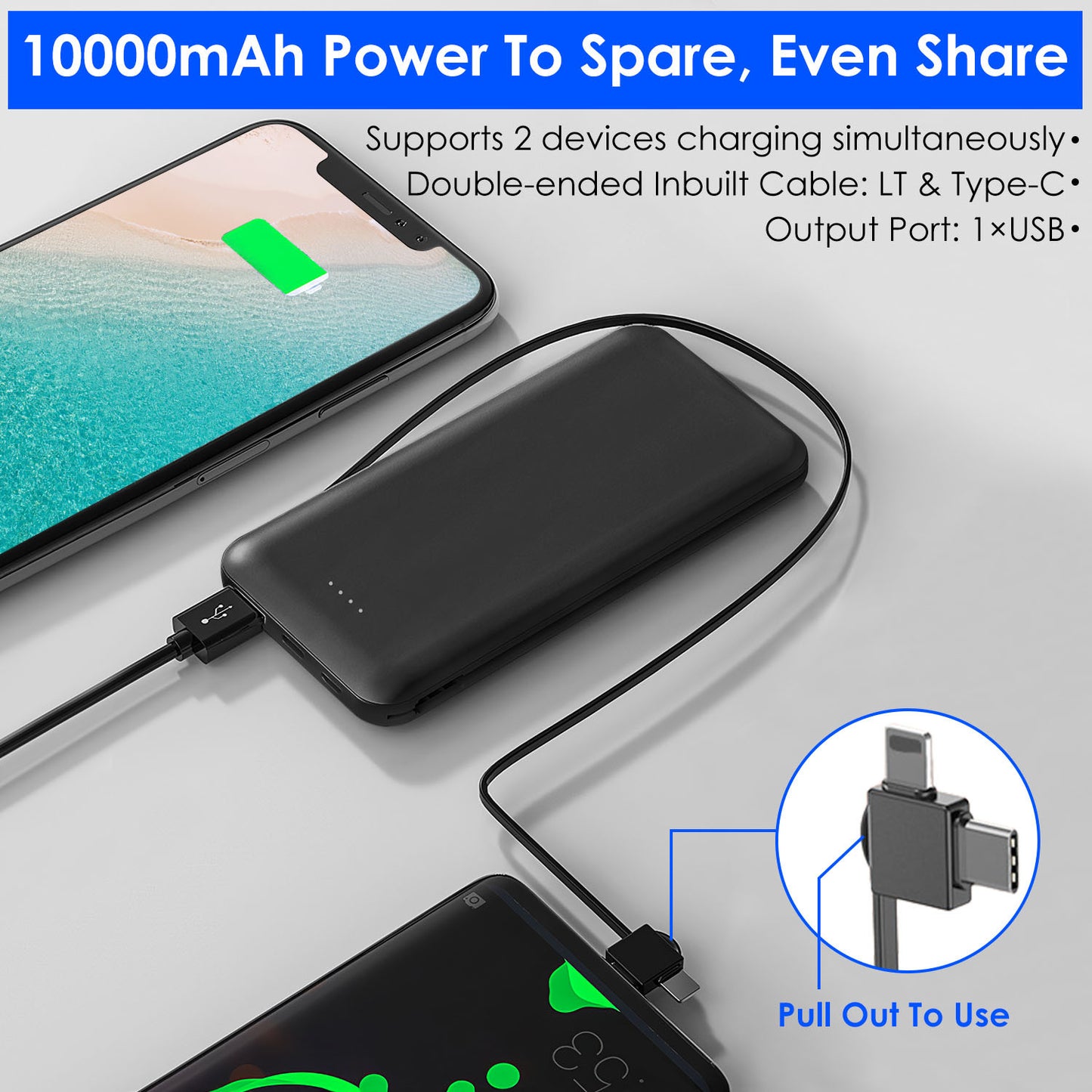 1Pc  Power Bank with Type C
